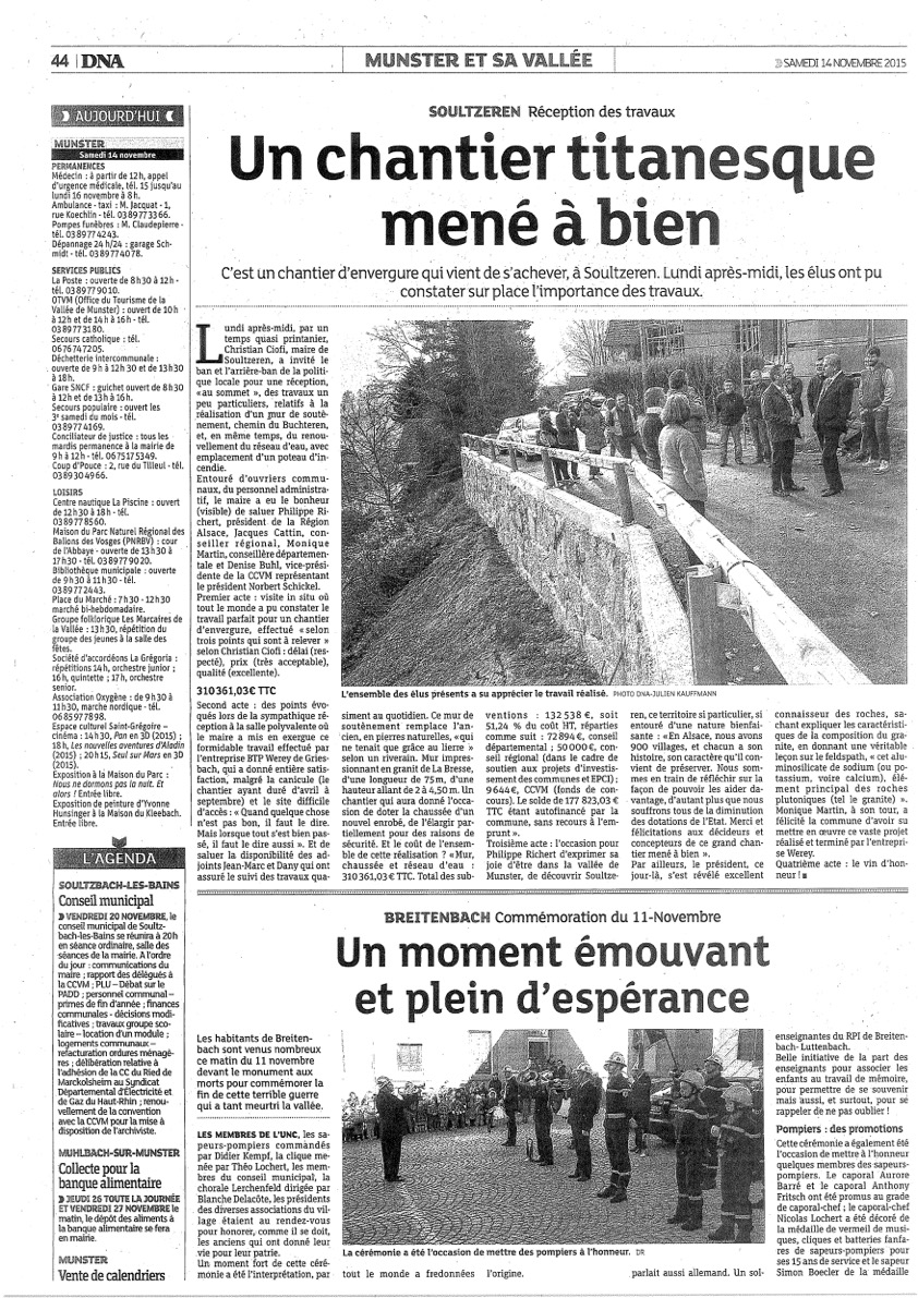 BTP WEREY à l&#8217;honneur dans la presse Sélestat 12